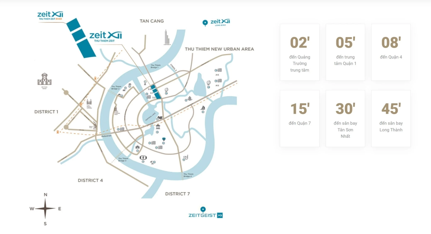 Vị trí Thủ Thiêm Zeit River
